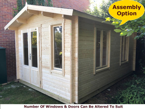 Shows image of 44mm thick log cabin