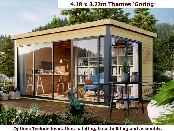 Shows image of Thames Goring 4.18m x 3.22m garden office pod