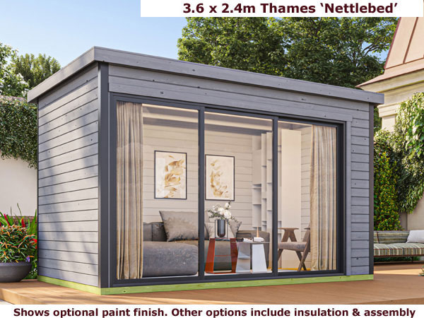 Shows image of Thames Nettlebed 3.6m x 2.4m garden office pod