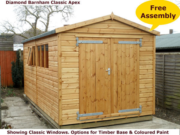 Shows image of large garden shed Barnham hut