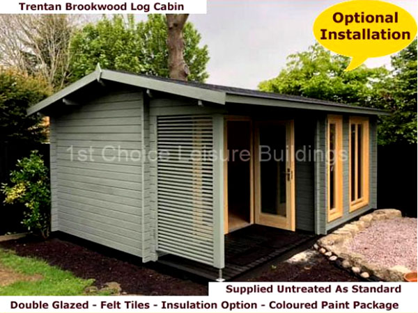 Shows image of 5 x 4m log cabin