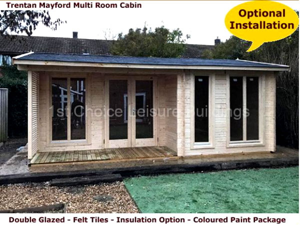 Shows image of 6 x 4m log cabin