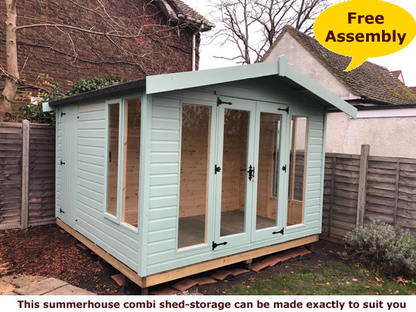 image of painted garden office shed combi