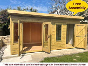 image of pent garden office shed combi