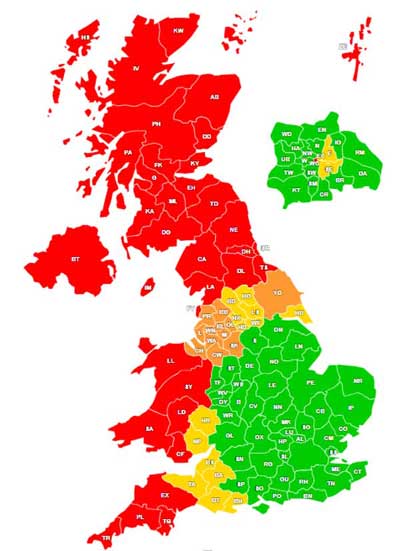 Click for main interactive delivery map Image of Diamond wooden buildings delivery area