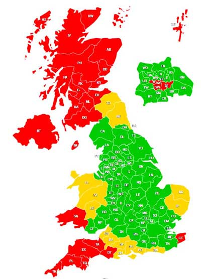 Click for main interactive delivery map Image of Platinum wooden buildings delivery area