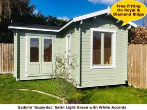 Sadolin Superdec Light Green - White Accents Wood Stain - 1st Choice Leisure Buildings