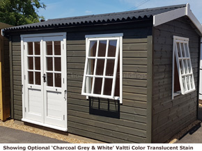 Valtti Charcoal Grey - White Accents Wood Stain - 1st Choice Leisure Buildings