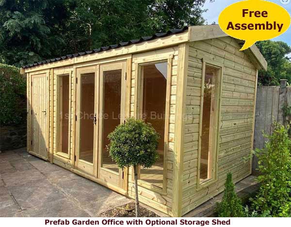 Image of prefab garden office with optional store shed