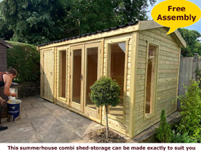 image of apex summerhouse with side shed